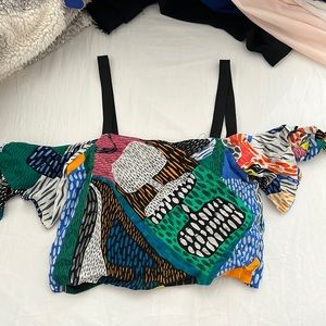 Zara abstract off the shoulder crop top size XS